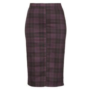 Topshop MOTO Check Print Plaid Pencil Midi Skirt